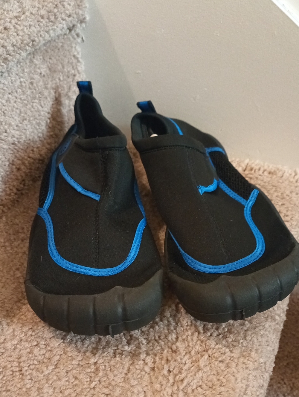 Athletic Works Black Water Shoe with Blue Accents